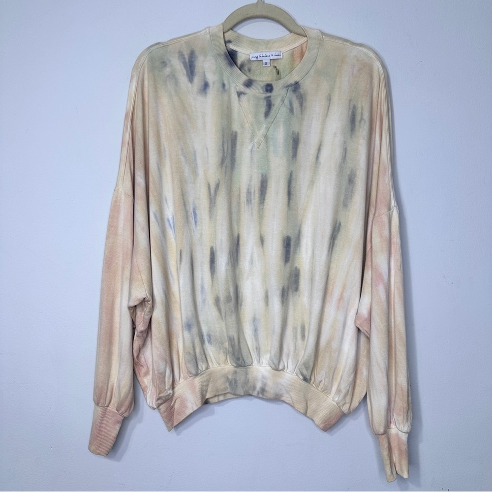 YOUNG FABULOUS BROKE Juliette Crew Top‎ in Buttercup Picnic Sz S - Picture 3 of 10